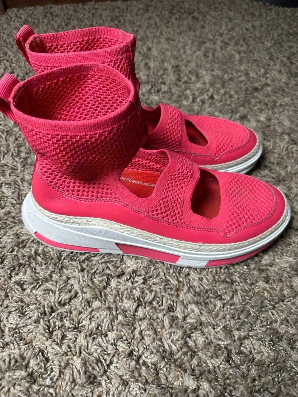 FitFlop High Top Mary Jane Pink Knit Espadrille Slip-On Wimen’s Size 8.5